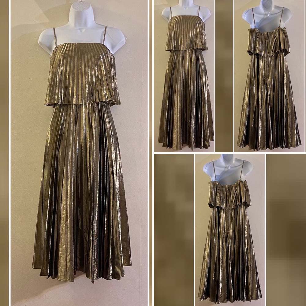 J. Crew Collection Gold Pleated Dress - Picture 7 of 7